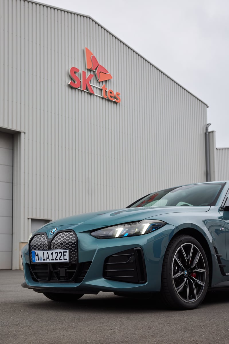 BMW Vehicle Parked outside SK tes Battery Recycling Facility